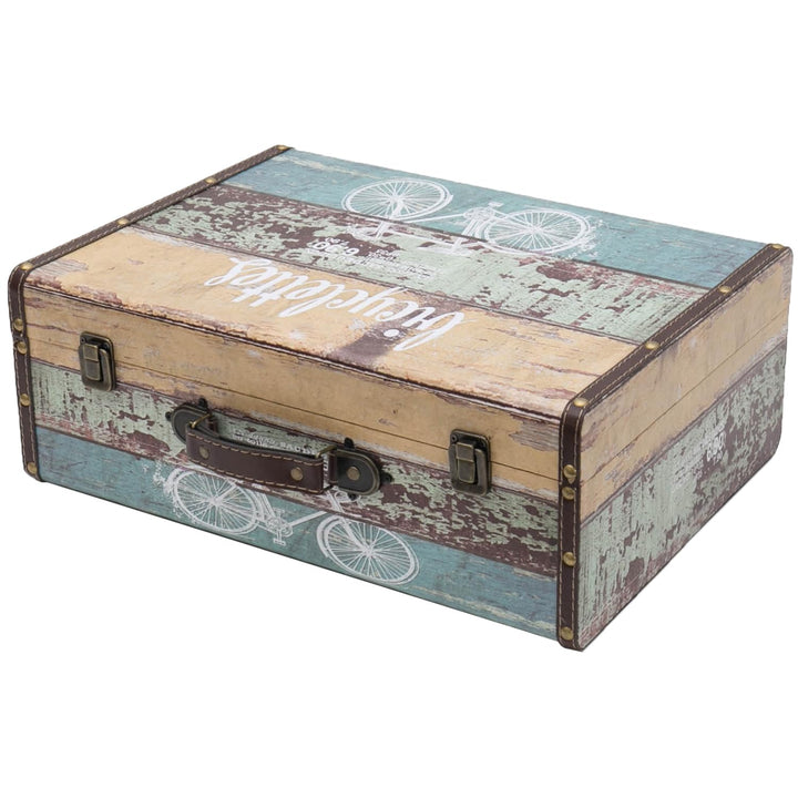 HMF VKO106 Vintage Koffer aus Holz | 44 x 32 x 16 cm | Gross | Deko Fahrrad 44 cm Fahrrad, 44 cm Fah