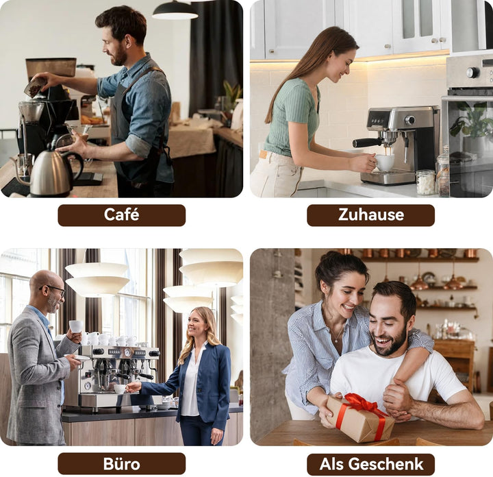 51mm Espresso Zubehör Set, 2-in-1 Tamper und Kaffee Distributor, WDT Tool, Dosiertrichter und Puck S