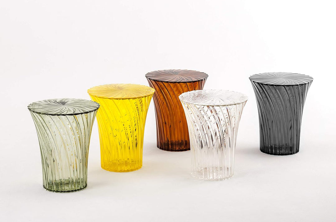 Kartell Sparkle, Bambus, fume', 38 x 44 x 38 cm Sgabello Fumè, Sgabello Fumè