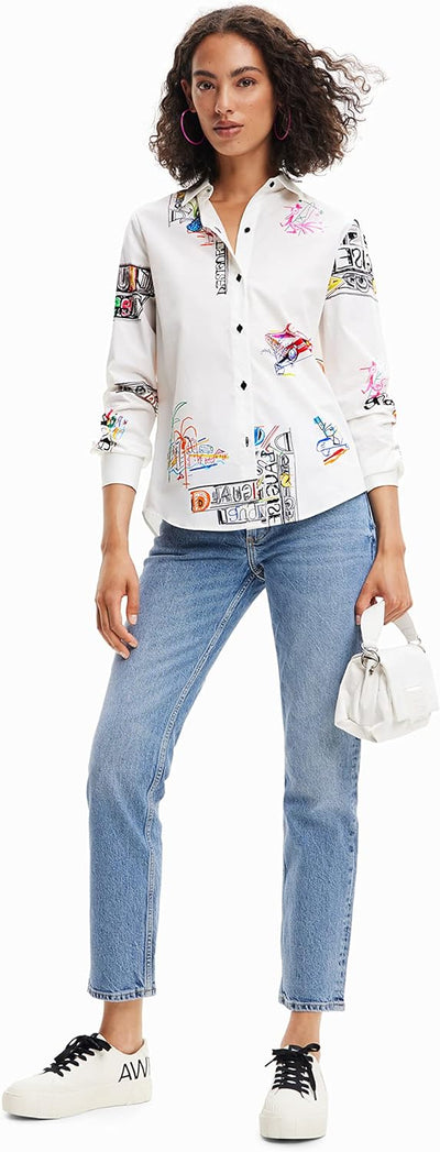 Desigual Damen Shirt XS Weiss, XS Weiss