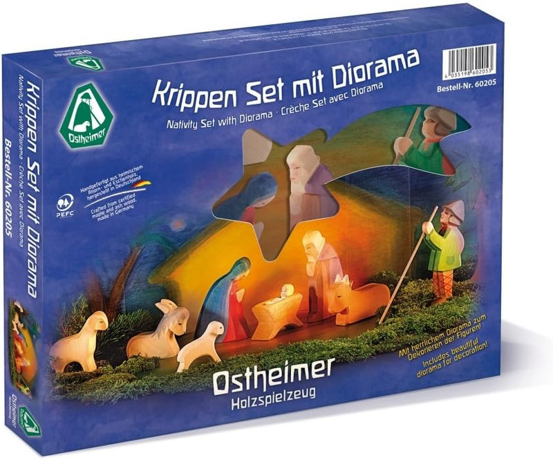 Krippen Set mit Diorama 11-teilig, Ostheimer 60205