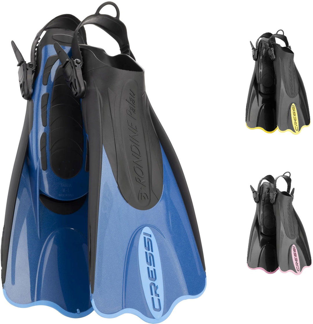 Cressi Palau Saf Fins Einstellbare Kurze Flossen zum Schwimmen und Schnorcheln Blau/Hellblau XS-S, B