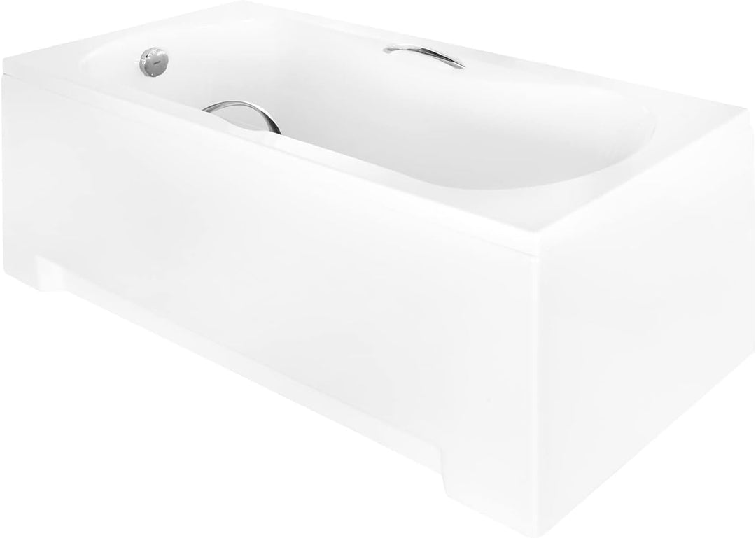 BADLAND Badewanne Original Weiss Acryl Wanne Rechteck ARIA PLUS 130x70 KOMPLETTSET SET mit Weiss Acr