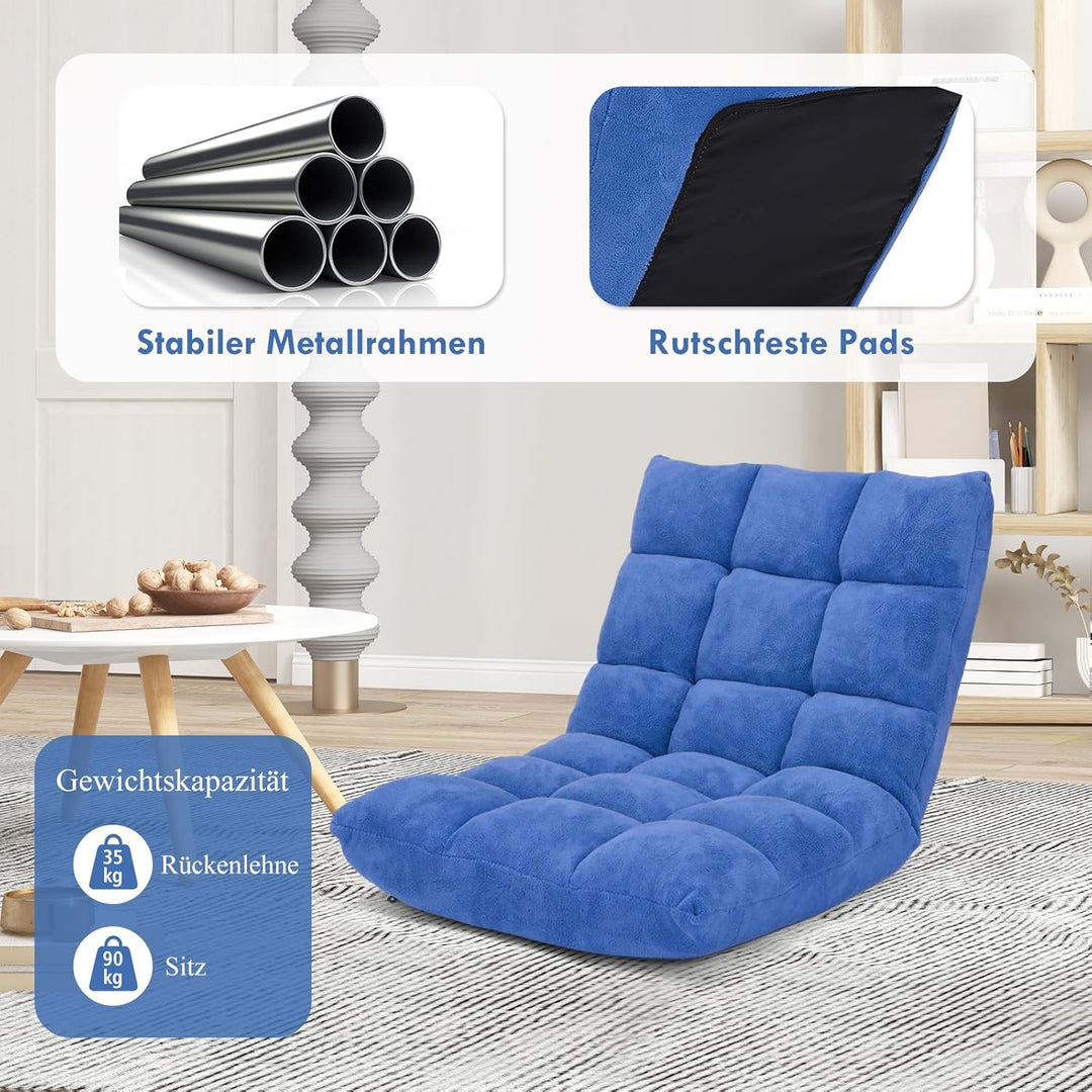 RELAX4LIFE Bodenstuhl Faltbar, Lazy Sofa, Meditationsstuhl, Bodensessel mit Verstellbarer Lehne, für