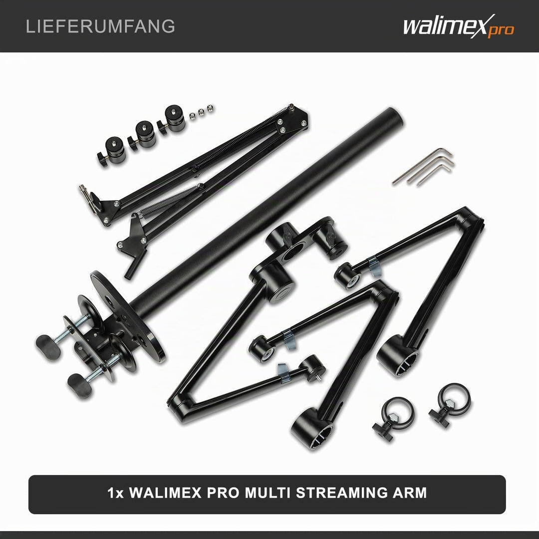 Walimex pro Flexibles Mikrofon Boom Arm Tischstativ Ständer zur Befestigung von Kamera, LED bis 2kg