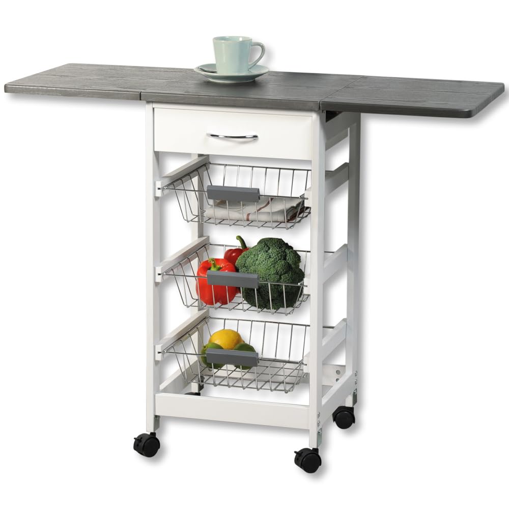 Kesper | Küchenwagen, Material: Holz, Masse: 45/97 x 37 x 75,5 cm, Farbe: Weiss, Grau | 25816 13