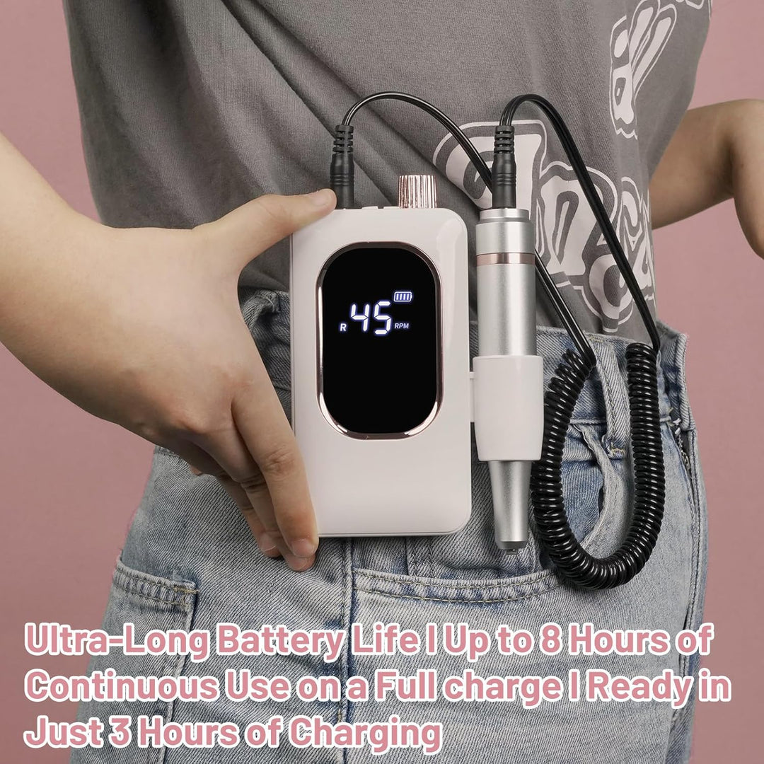 AOMEES Nagelfräser 45000 U/min, AOL10 Professioneller Elektrische Nagelfräser für Gelnägel mit LCD-D