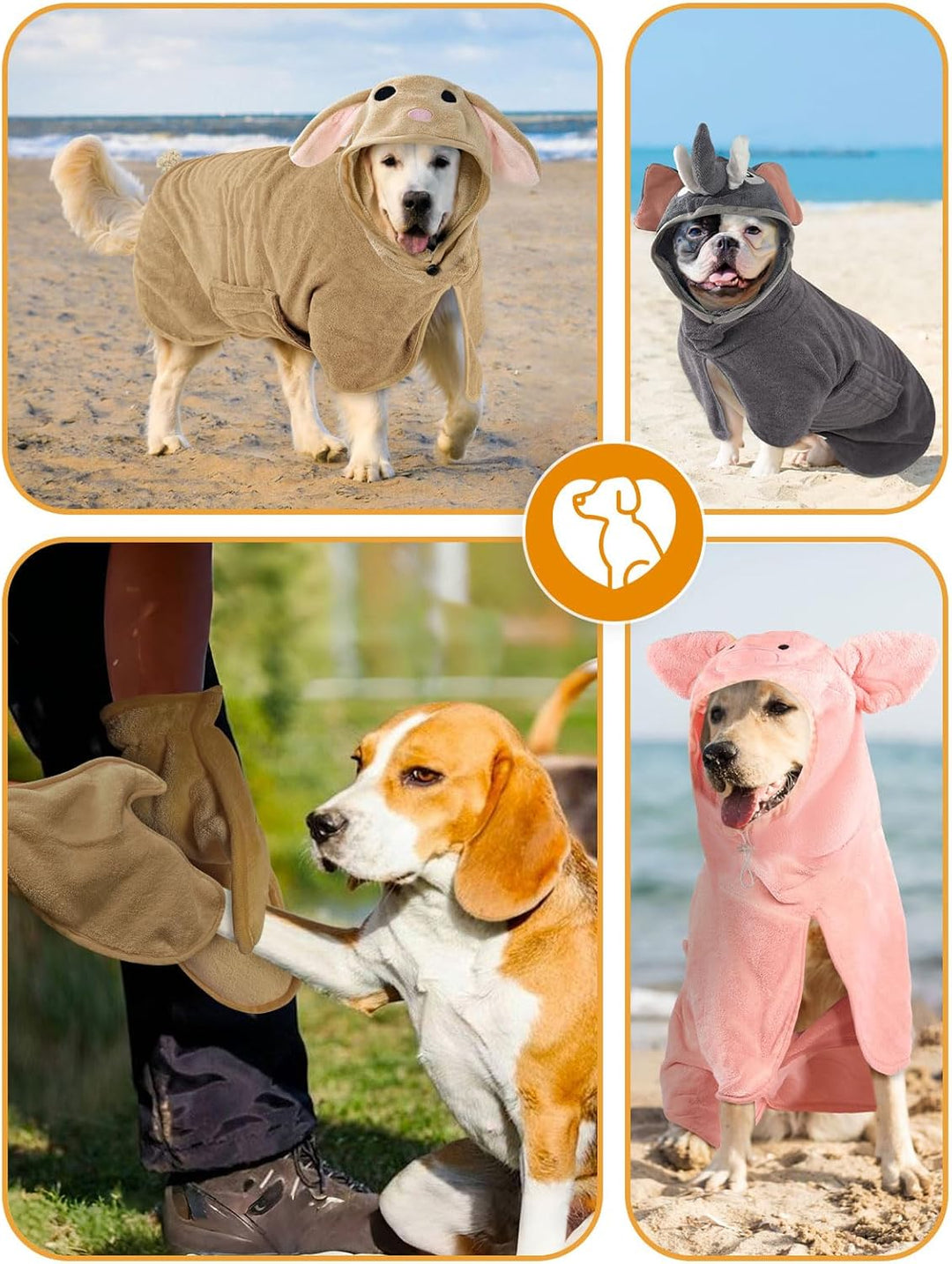 Hundebademantel Schnell Trocknend Badetuch aus Mikrofaser, Einstellbar Hundehandtuch mit Klettversch