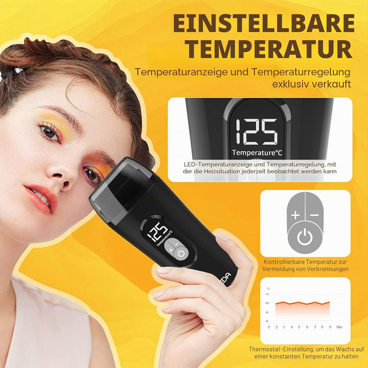 Digitales Roll on Wax Kit, Waxing Set Wax Roller für Warmwachs Haarentfernung, Konstante Temperatur