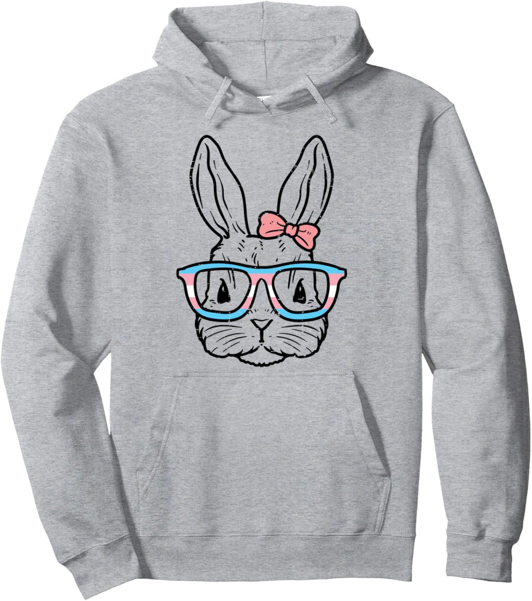 Bunny Rabbit Glasses LGBT Transsexual Transgender Tran Pride Pullover Hoodie