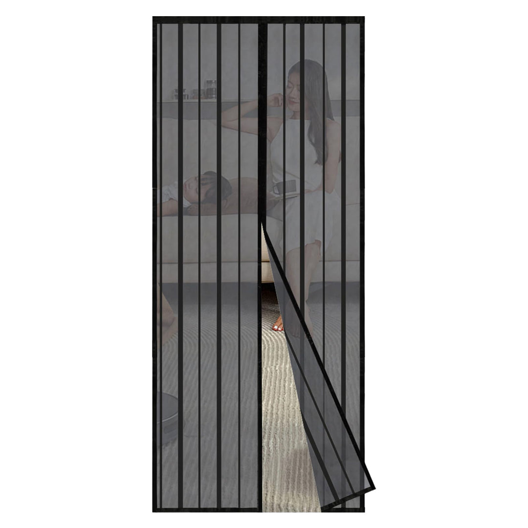 Sekey Magnet Fliegengitter Tür Vorhang für Holz, Eisen, Aluminium Türen und Balkon (135x225 cm, Schw
