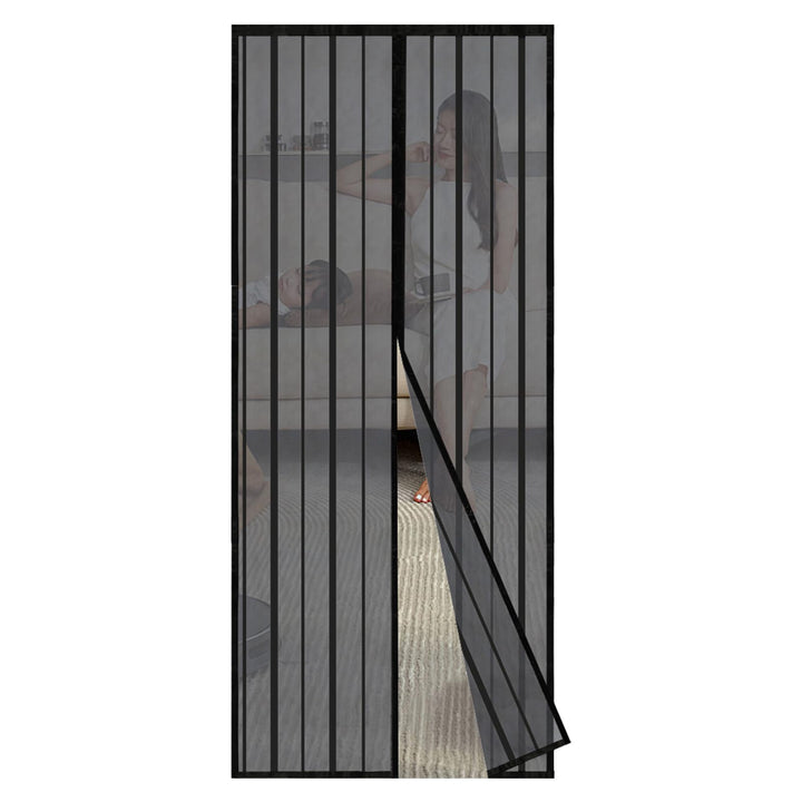Sekey Magnet Fliegengitter Tür Vorhang für Holz, Eisen, Aluminium Türen und Balkon (140x245 cm, Schw