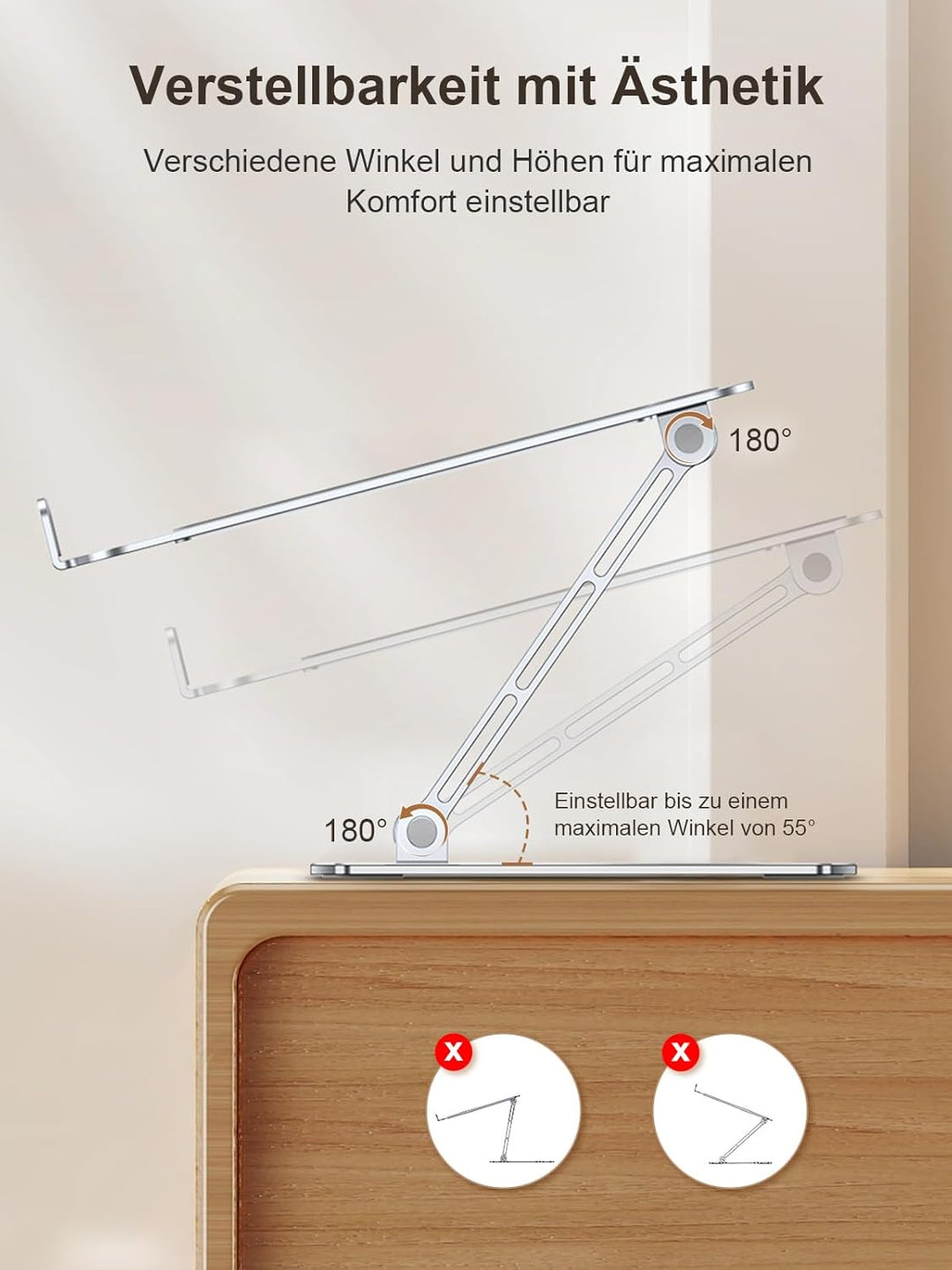CIRYCASE Laptop Ständer Höhenverstellbar, Schnell Kühlender Laptop Stand, Ergonomischer Tragbarer Al