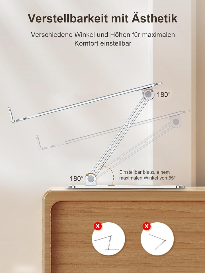 CIRYCASE Laptop Ständer Höhenverstellbar, Schnell Kühlender Laptop Stand, Ergonomischer Tragbarer Al