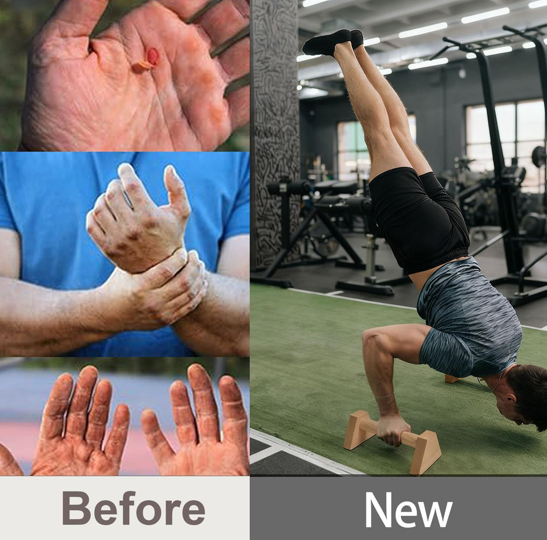 Liegestützgriffe, 2 Push Up Bars, Handstandstange, Holz Parallettes, mit Zwei Abnehmbaren Griffschla