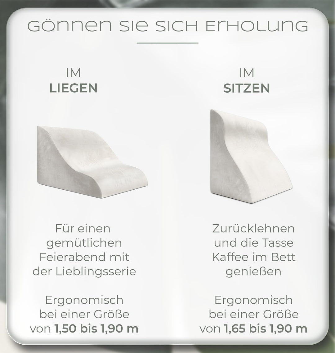 Lesekissen für Bett und Sofa, Bequemes Rückenkissen mit Memory Foam, Reflux Kissen verwendbar als Ke