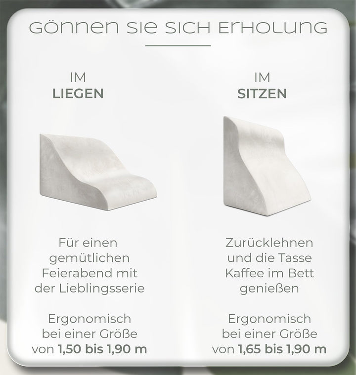 Lesekissen für Bett und Sofa, Bequemes Rückenkissen mit Memory Foam, Reflux Kissen verwendbar als Ke