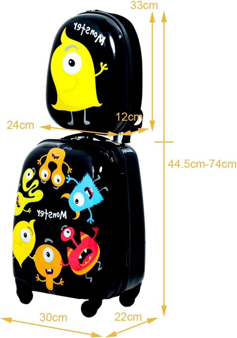 DREAMADE 2 TLG. Kinderkoffer & Rucksack, 16” +12” Kinderkofferset, Kindertrolley Kindergepäck, Handg