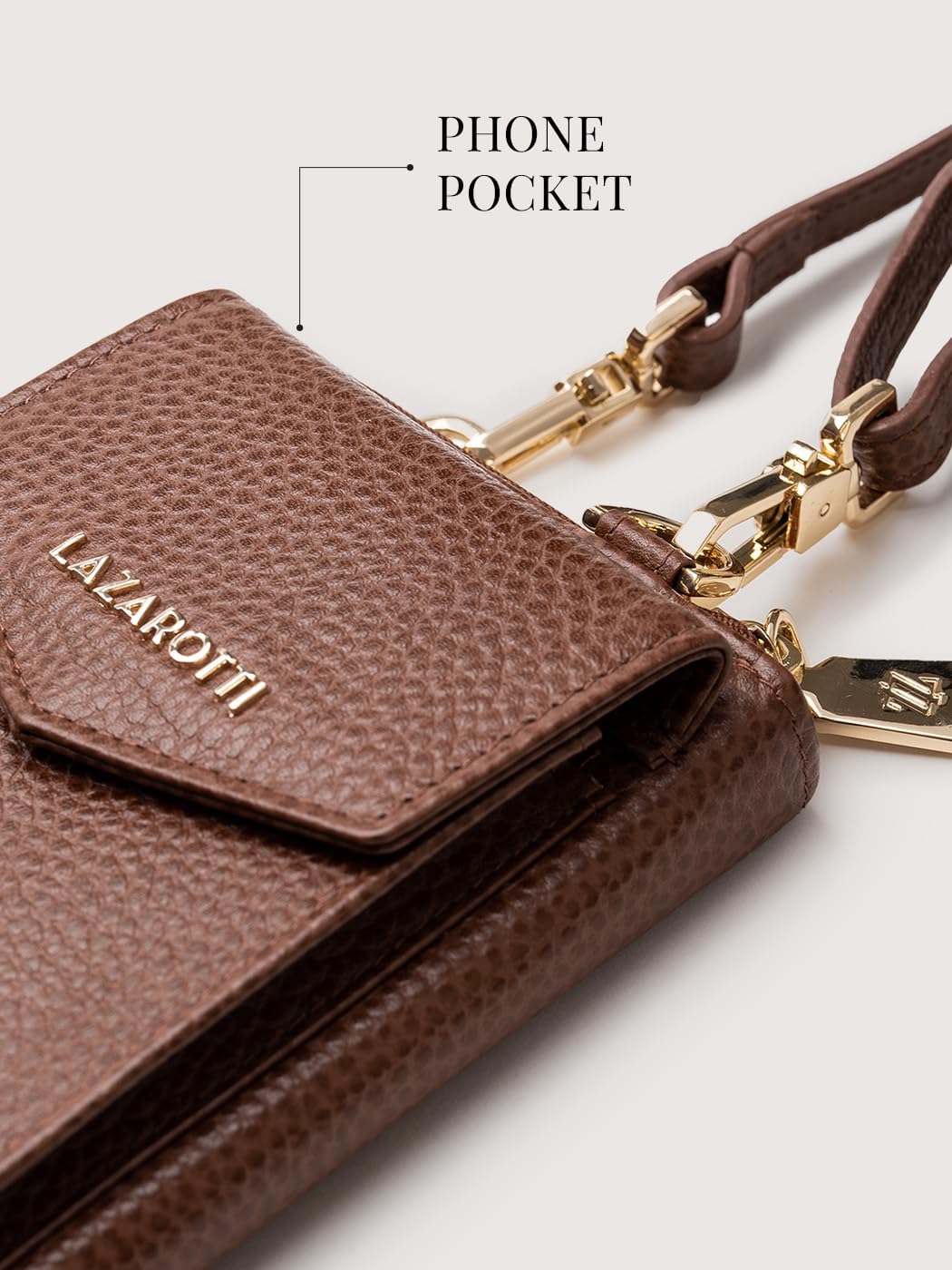 Lazarotti Bologna XL Leder Damen-Geldbörse & Handytasche (2-in-1) | 16 Kartenfächer | zum Umhängen m