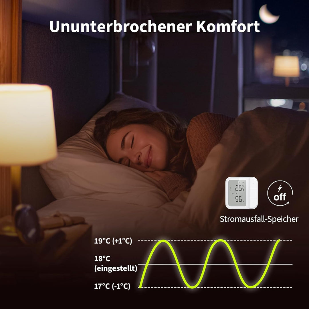 Aqara Thread/Zigbee Fussbodenheizung Thermostat W500, 16A Elektrische Heizung mit NTC Fussbodenfühle