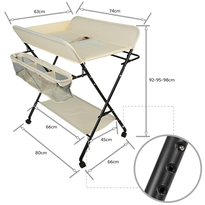 Homewell Baby Wickelkombi Wickelkommode, Mobile Wickeltisch Klappbar, mit Wickelauflage, Sicherheits