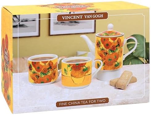 Lesser & Pavey Künstler-Vincent Van Gogh Sonnenblumen und Claude Monet Garten-Design Tee für zwei Pe