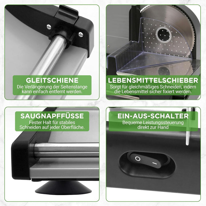 NutriChef Brotschneidemaschine Elektrisch 200 W, 0–15 mm, 7,5 Zoll – Allesschneider Elektrisch Mit A