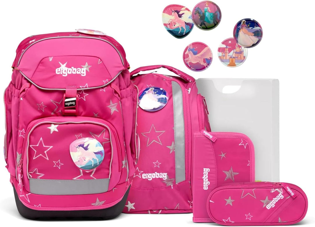 ergobag pack Set ergonomischer Schulrucksack, Set 6-teilig Einheitsgrösse SternzauBär - Pink
