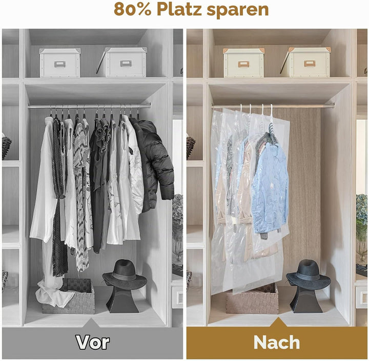 Vakuumbeutel zum Aufhängen, platzsparend, 4 Stück, für Kleidung, Anzüge, Kleider, Mäntel oder Jacken
