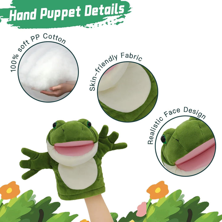 lilizzhoumax Frosch Kuscheltier, Simuliertes Tier Frosch Handpuppe aus Plüsch, Kawaii Niedliches Rol