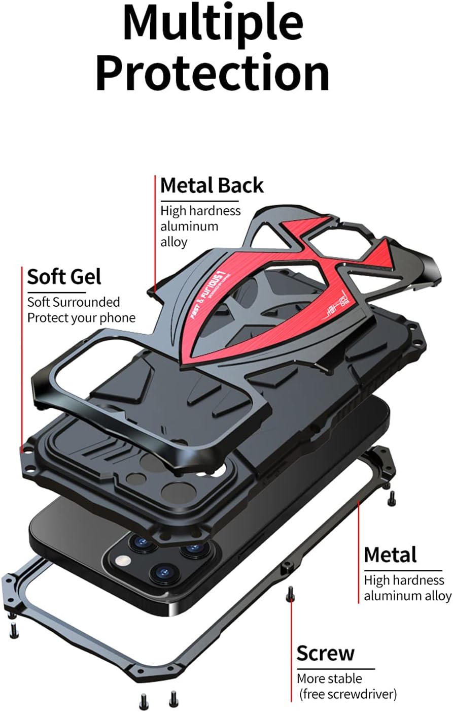 CeeEee Stossfest Hülle für iPhone 13 Pro Max Hybrid Metall und Silikon Cover Unzerbrechliche Schutzh