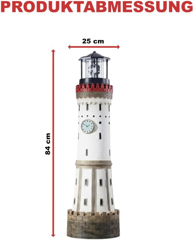 Solar Leuchtturm „Lindau“ – handbemalte Deko für Garten & Terrasse, rotierendes LED-Leuchtfeuer, Sol