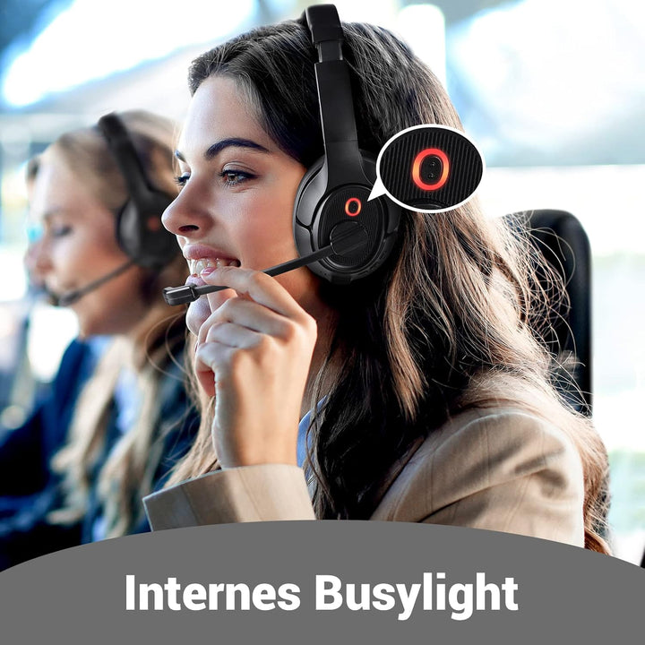 EKSA H6 Bluetooth Headset mit Mikrofon & USB Dongle [Bis zu 55 Stdn & 10 Meter Reichweite] Wireless