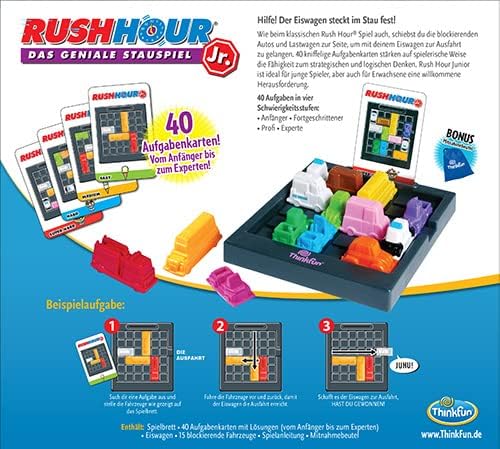 ThinkFun 76442 - Rush Hour Junior - Das bekannte Logikspiel für jüngere Kinder ab 5 Jahren. Das Stau