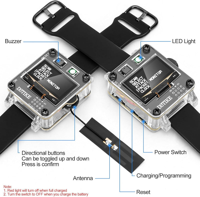 Seamuing WiFi Test Tool DSTIKE Deauther Watch SE ESP8266 ESP-12F Programmierbares Entwicklungsboard