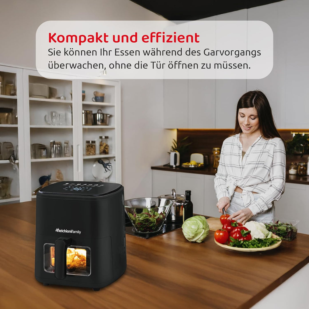 Melchioni Family | Marianna New, Luftfritteuse 5 l, kompakt, Touch-Display, 7 Programme, antihaftbes