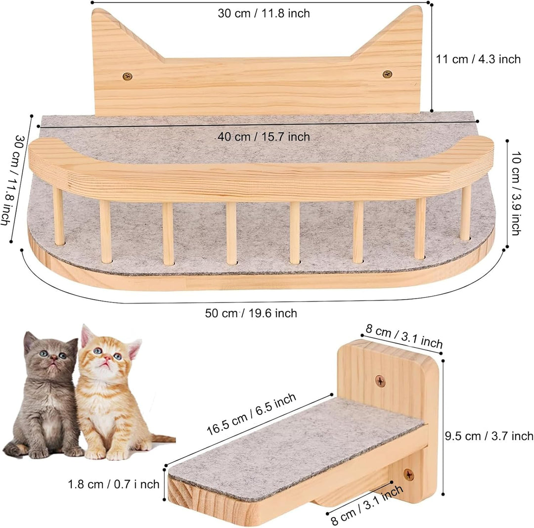 Wand montierte Katze Hängematte Katze Wandregale mit 3 Schritten, Katze Regale und Sitzstangen für W