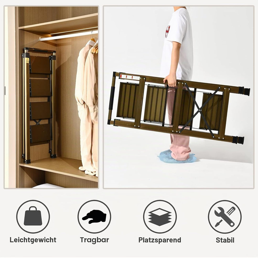 XinSunho Trittleiter 5 Stufen klappbar - Leiter Aluminium mit Handlauf - Tragbare Stehleiter - Anti-