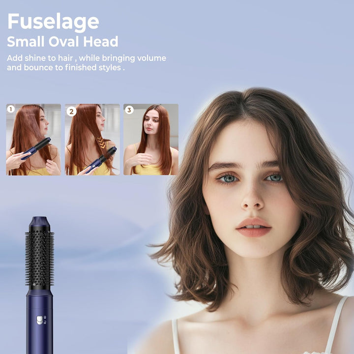 6 in 1 Haarstyler & Haar Föhn mit Automatischer Lockenstab Wrap, Haartrockner, Thermal Brush, Warmlu