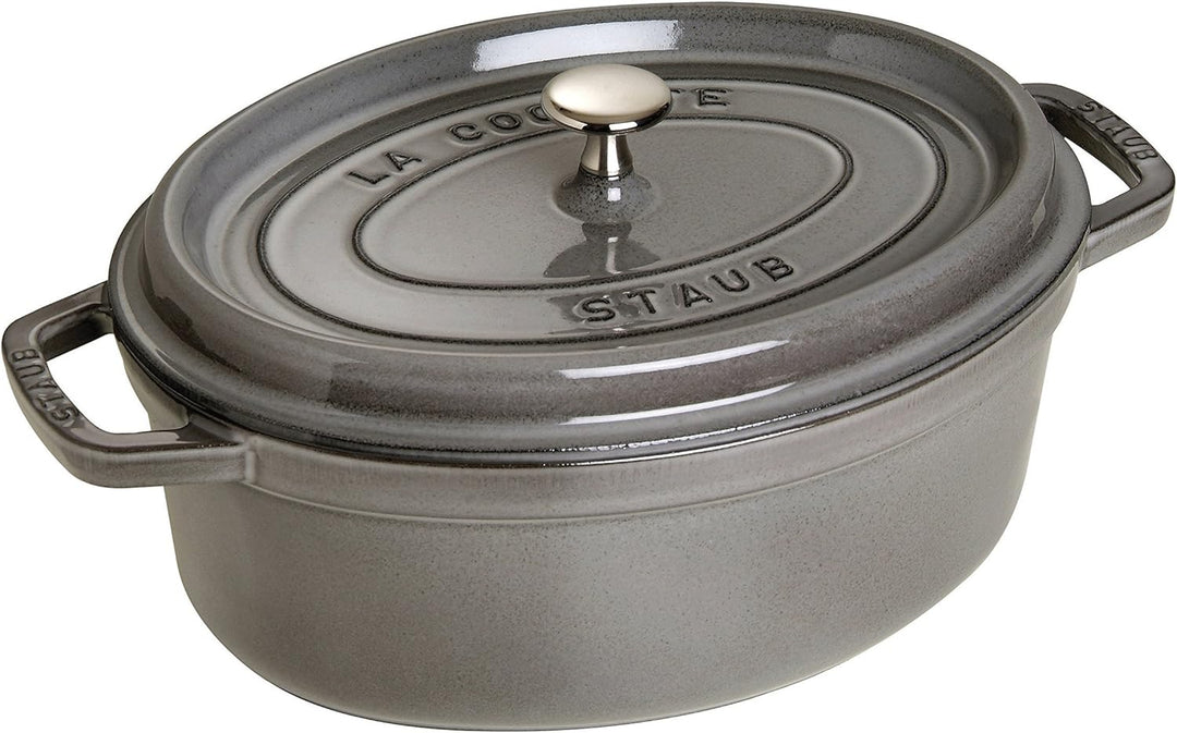STAUB Gusseisen Bräter/Cocotte, Oval 27 cm, 3,2 L, Aromaregen Funktion, Für alle Herdarten geeignet,