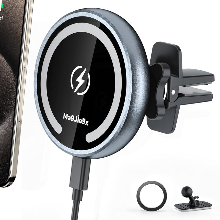 MAGJIEYX Kompatibel 15W Magsafe Autohalterung Ladegerät Handyhalterung Auto mit Ladefunktion Lüftung