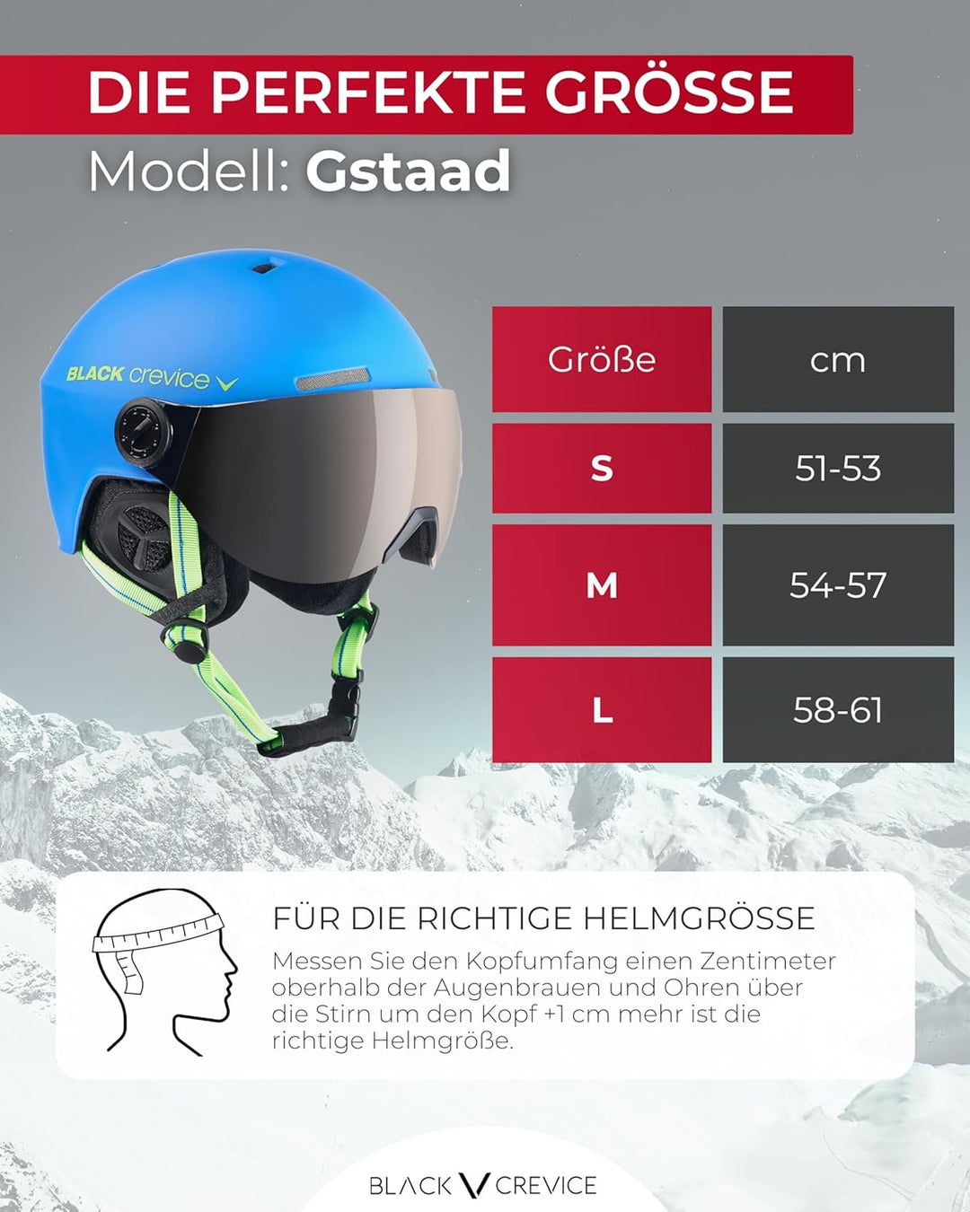 Black Crevice Skihelm Gstaad I Skihelm mit Visier im Pilotenstyle I Skihelm Herren & Damen I Skihelm