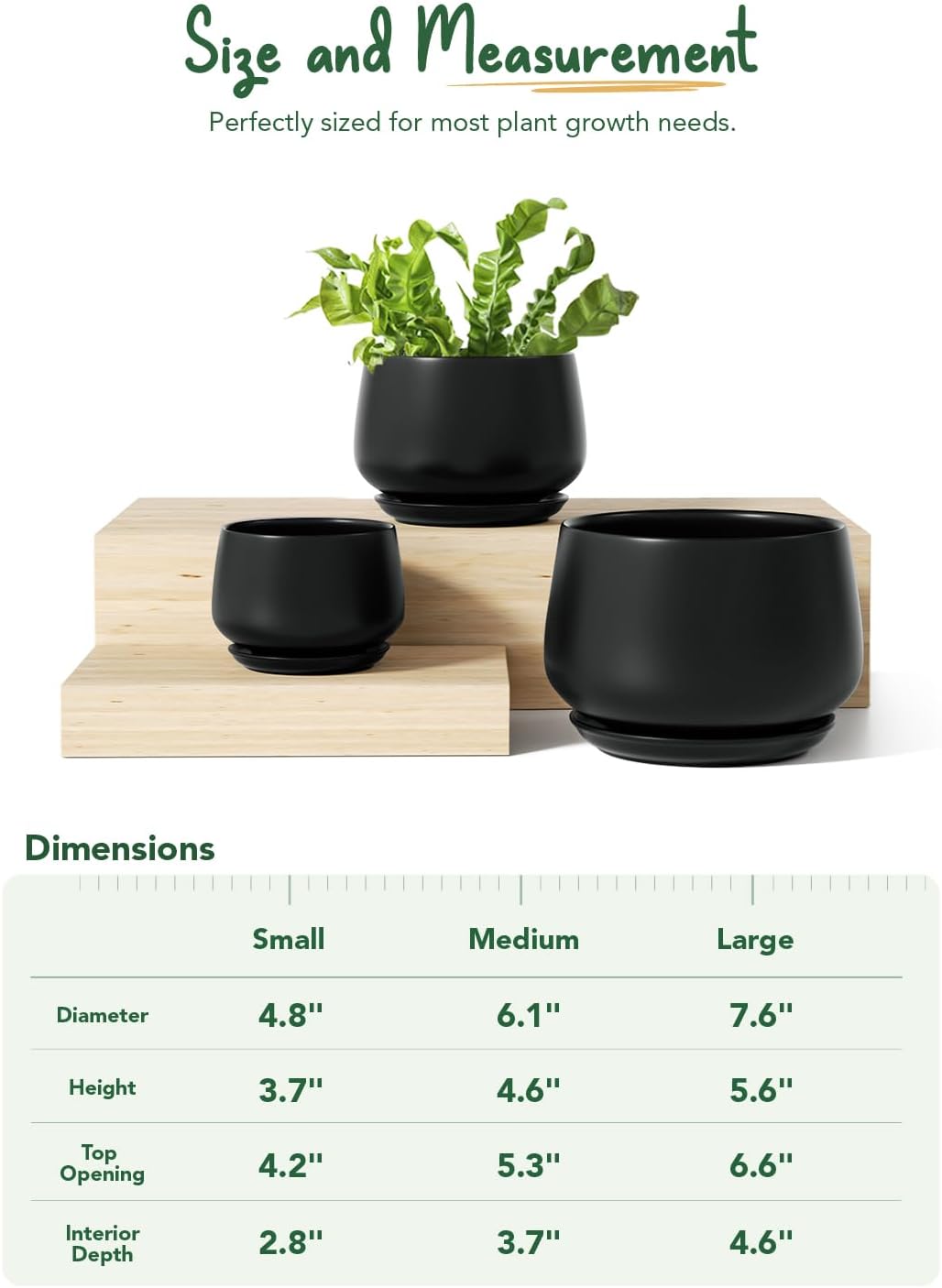 LE TAUCI 3 er Pack Übertöpfe Keramik, 10+13+16 cm Durchmesser Klein Töpfe Set, Blumentopf für Zimmer