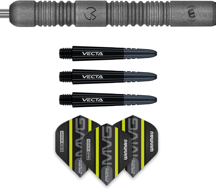 WINMAU Michael Van Gerwen MvG Exact Tungsten Darts Set with Flights and Stems (Shafts) 24 g, 24 g