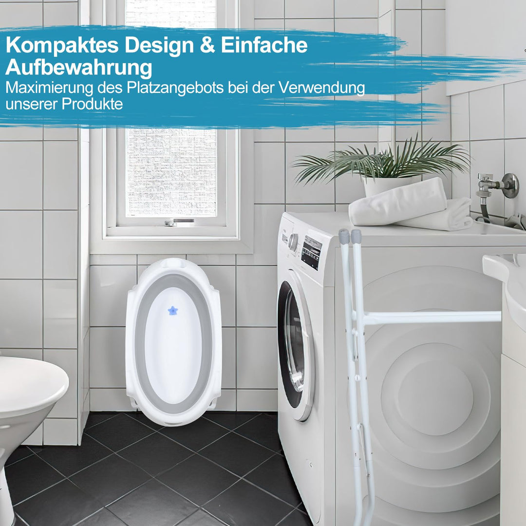 Baby Badewanne mit Gestell faltbare Babywanne Baby Wanne platzsparend, Babybadewanne mit Badekissen,