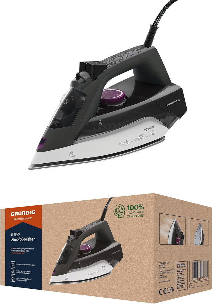 Grundig SI 4850 Dampfbügeleisen, Grau/Weiss/Violett, único