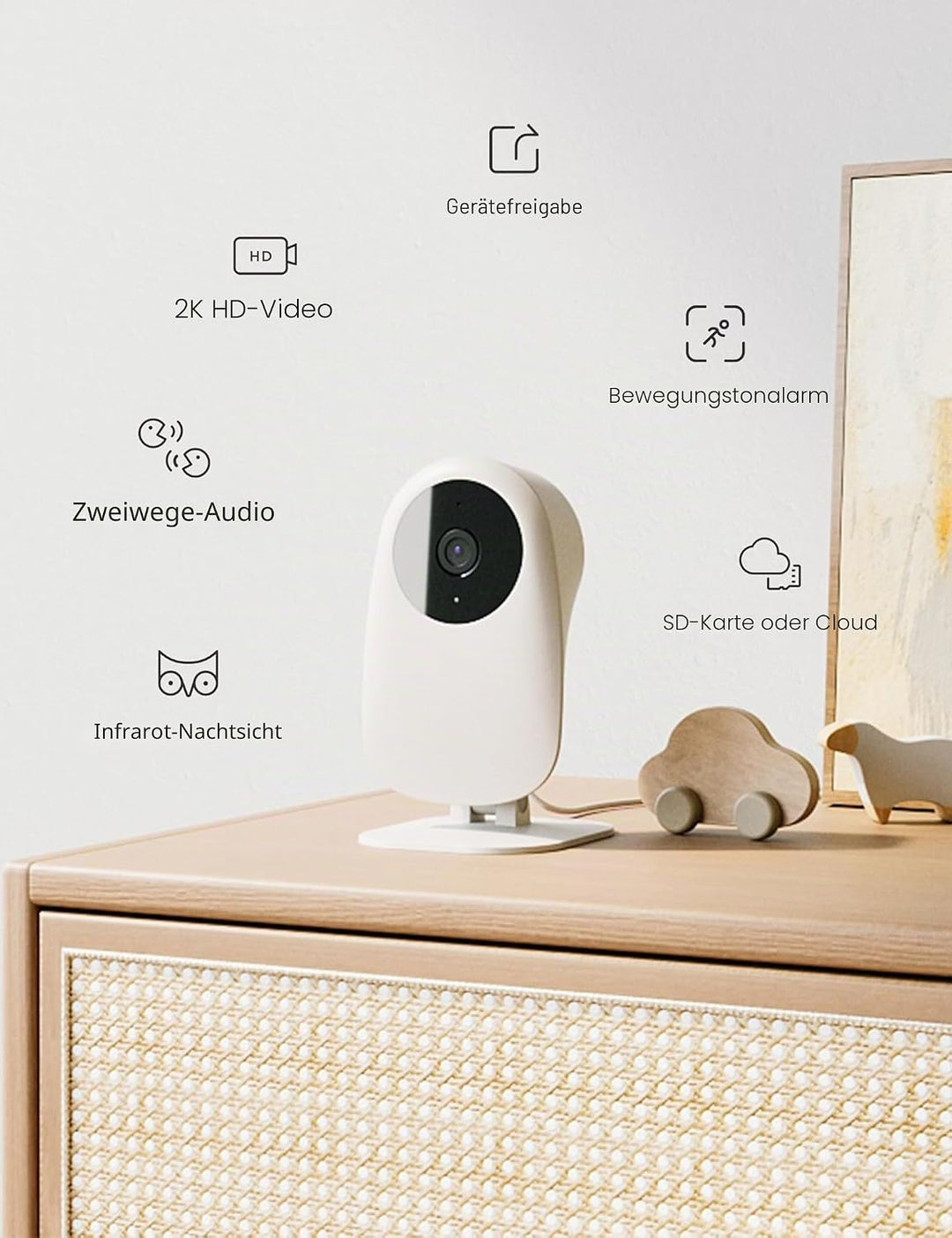 nooie Babyphone Kamera, Babyphone mit Kamera und SD Karte, WLAN Kamera Indoor mit APP und 1080P HD N