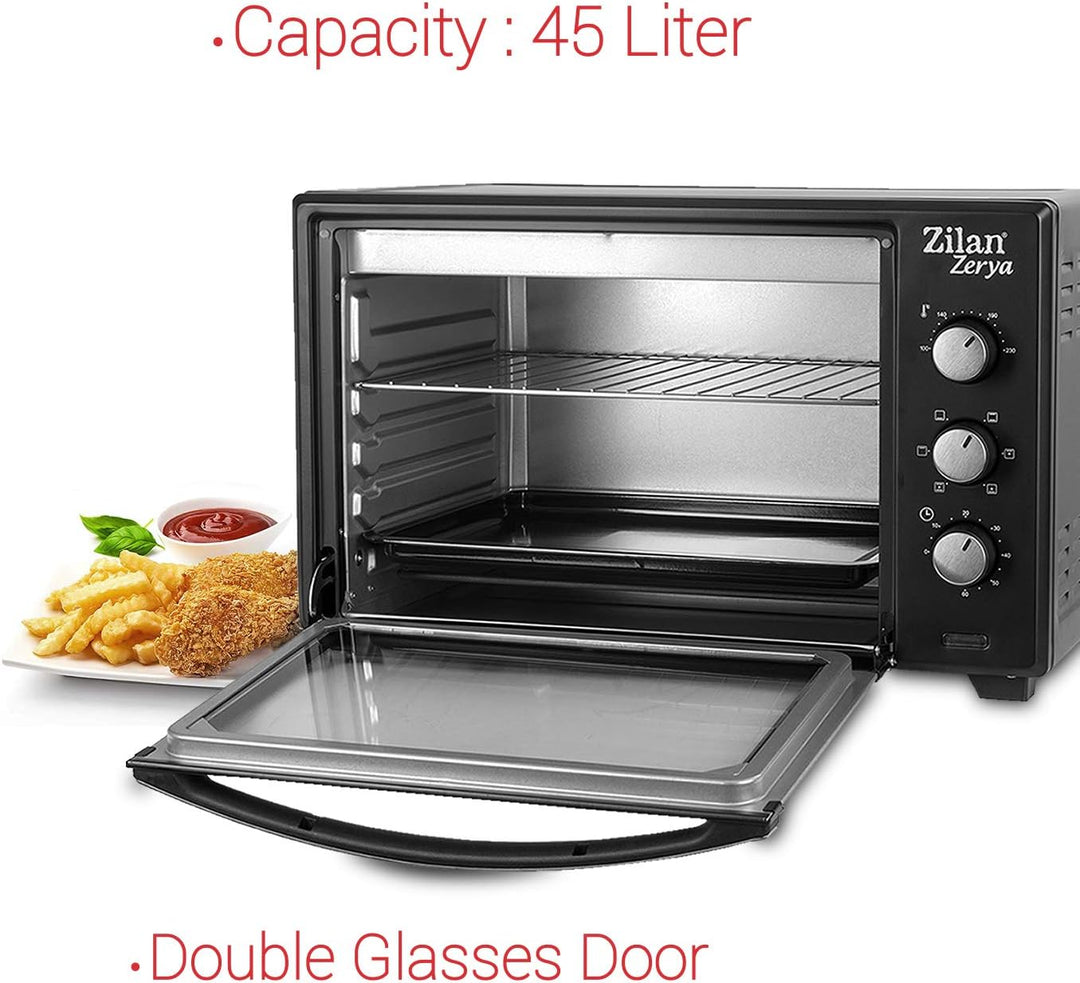 Zilan Elektrischer Konvektionsofen, Zerya, 45 l, multifunktional, programmierbar, 230 °, Timer 60 Mi