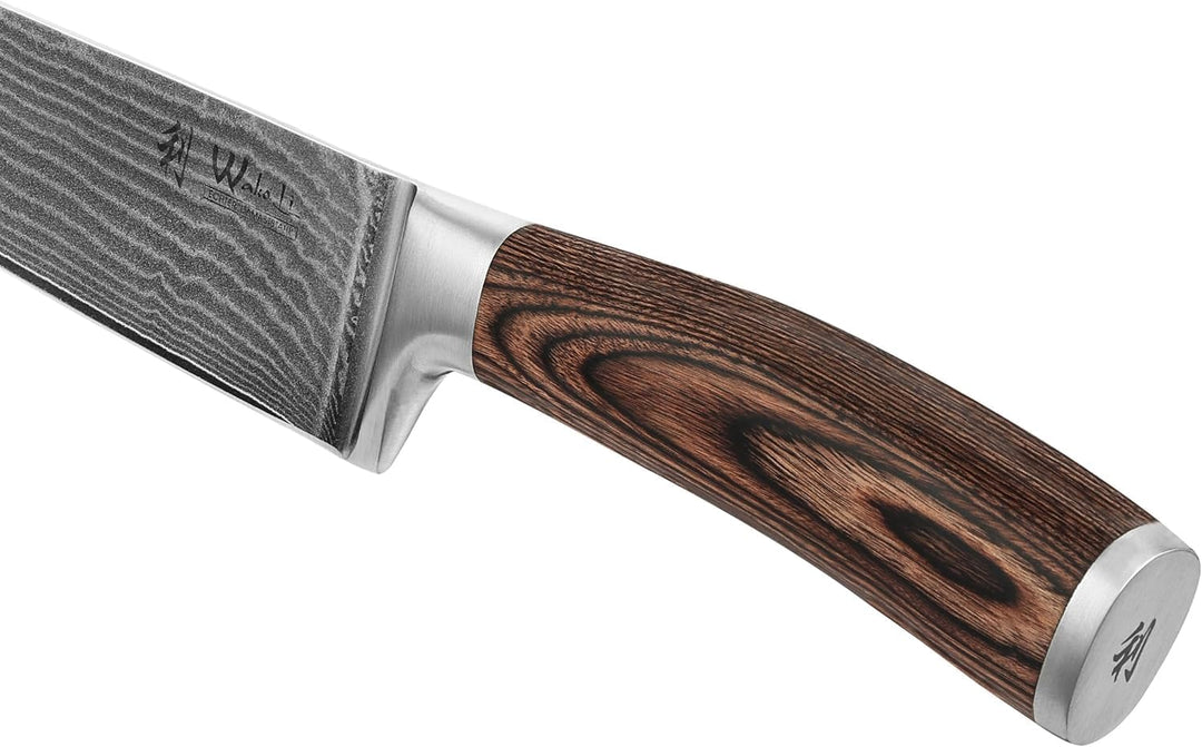 Wakoli Edib 3er Damastmesser-Set mit Klingenlängen von 8,50cm bis 17,00cm extrem scharf aus 67 Lagen