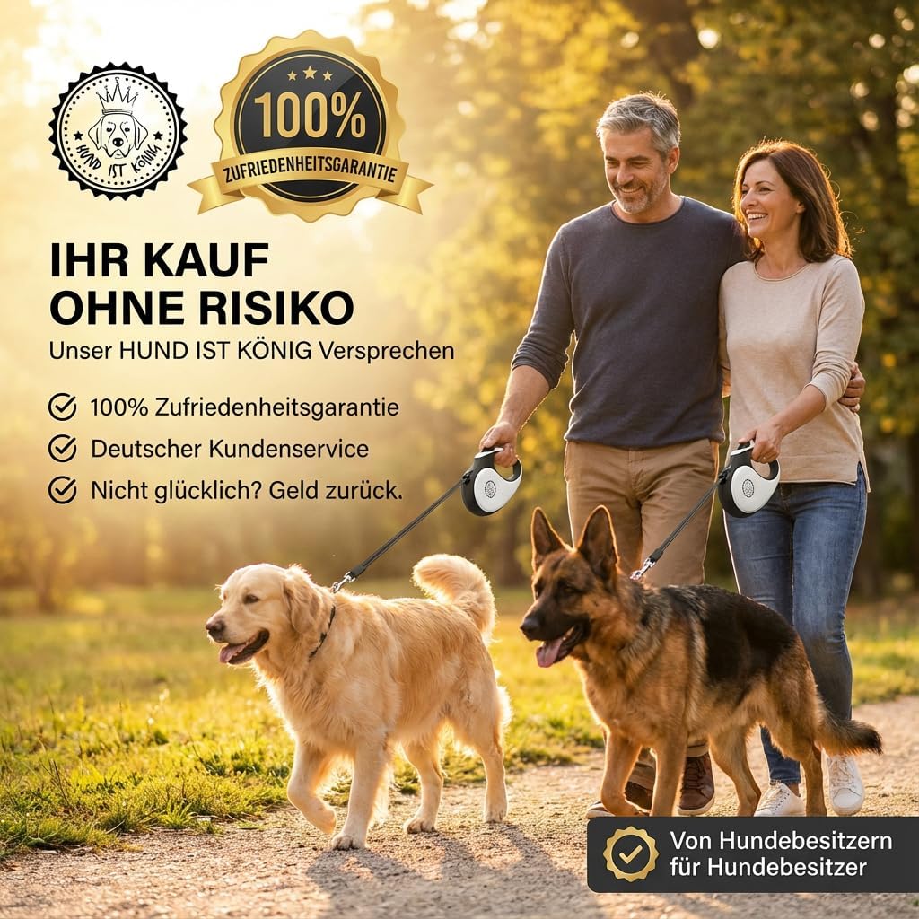HUND IST KÖNIG Rollleine Hundeleine 5m für kleine &amp; grosse Hunde | Hochwertige Hundeleine ausziehbar